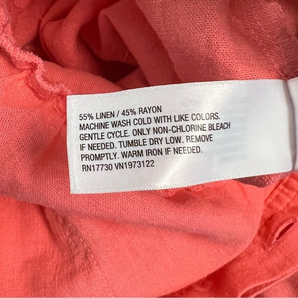 Universal Thread Coral Linen Blend Romper Size 8 - Picture 7 of 9